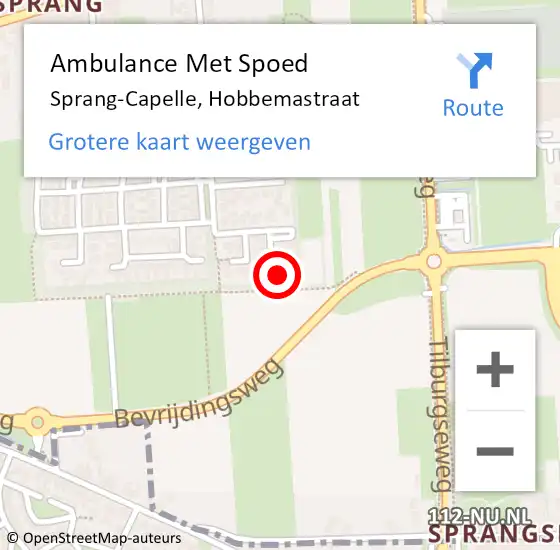 Locatie op kaart van de 112 melding: Ambulance Met Spoed Naar Sprang-Capelle, Hobbemastraat op 7 februari 2017 18:08