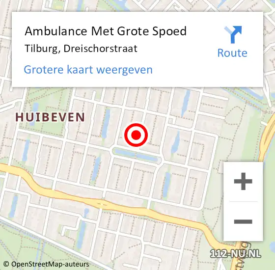 Locatie op kaart van de 112 melding: Ambulance Met Grote Spoed Naar Tilburg, Dreischorstraat op 7 februari 2017 18:37