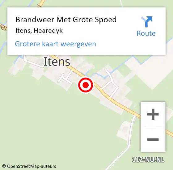 Locatie op kaart van de 112 melding: Brandweer Met Grote Spoed Naar Itens, Hearedyk op 7 februari 2017 18:54