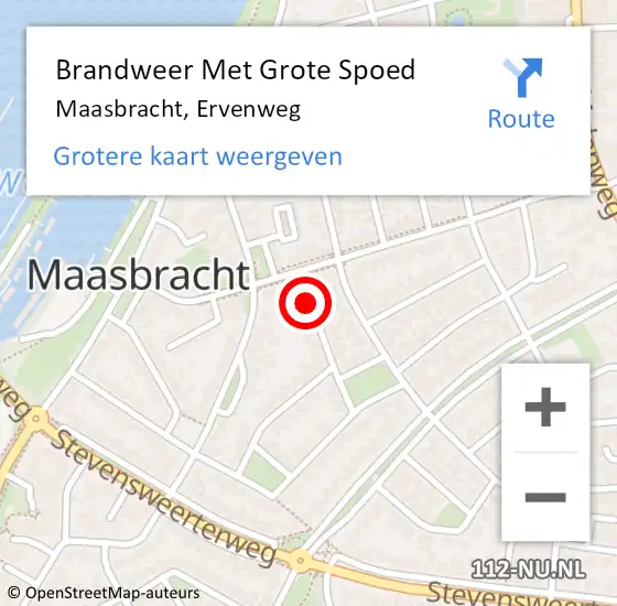 Locatie op kaart van de 112 melding: Brandweer Met Grote Spoed Naar Maasbracht, Ervenweg op 7 februari 2017 18:59