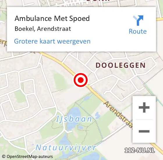Locatie op kaart van de 112 melding: Ambulance Met Spoed Naar Boekel, Arendstraat op 7 februari 2017 19:50