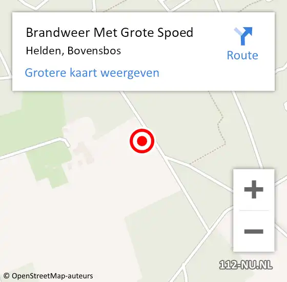 Locatie op kaart van de 112 melding: Brandweer Met Grote Spoed Naar Helden, Bovensbos op 7 februari 2017 20:06