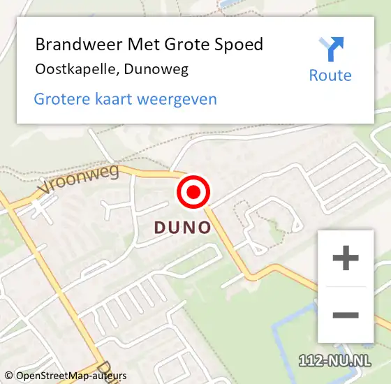 Locatie op kaart van de 112 melding: Brandweer Met Grote Spoed Naar Oostkapelle, Dunoweg op 7 februari 2017 20:22