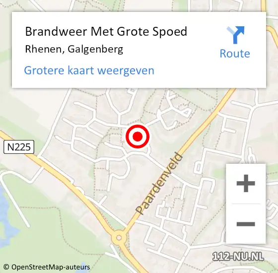 Locatie op kaart van de 112 melding: Brandweer Met Grote Spoed Naar Rhenen, Galgenberg op 7 februari 2017 23:44