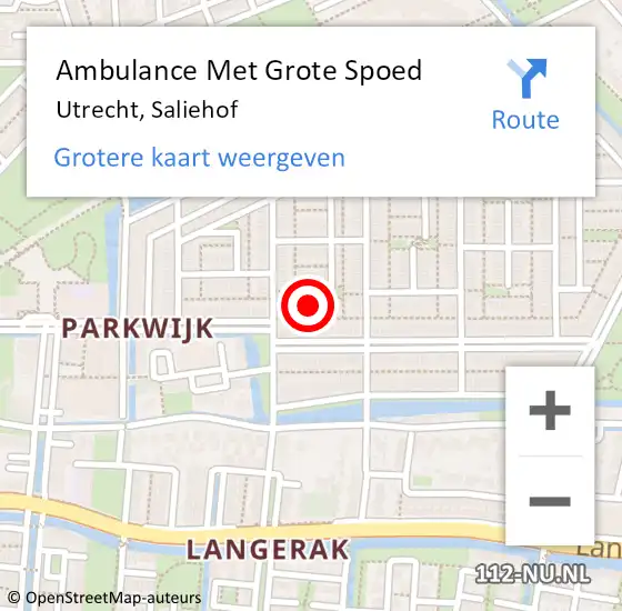 Locatie op kaart van de 112 melding: Ambulance Met Grote Spoed Naar Utrecht, Saliehof op 7 februari 2017 23:58