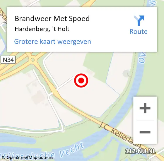 Locatie op kaart van de 112 melding: Brandweer Met Spoed Naar Hardenberg, 't Holt op 10 januari 2014 11:58