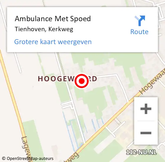 Locatie op kaart van de 112 melding: Ambulance Met Spoed Naar Tienhoven, Kerkweg op 8 februari 2017 00:19