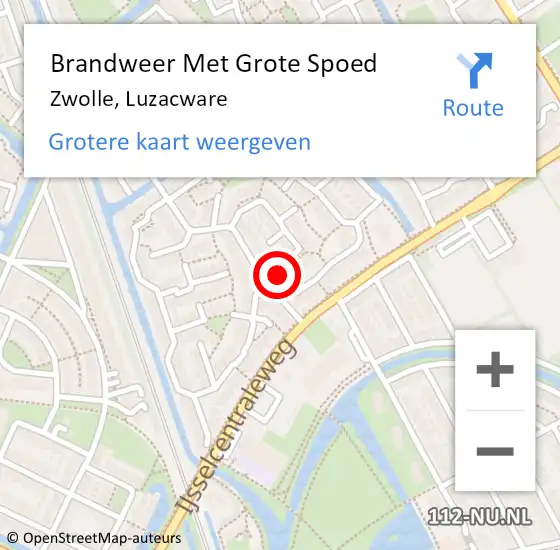 Locatie op kaart van de 112 melding: Brandweer Met Grote Spoed Naar Zwolle, Luzacware op 8 februari 2017 03:43