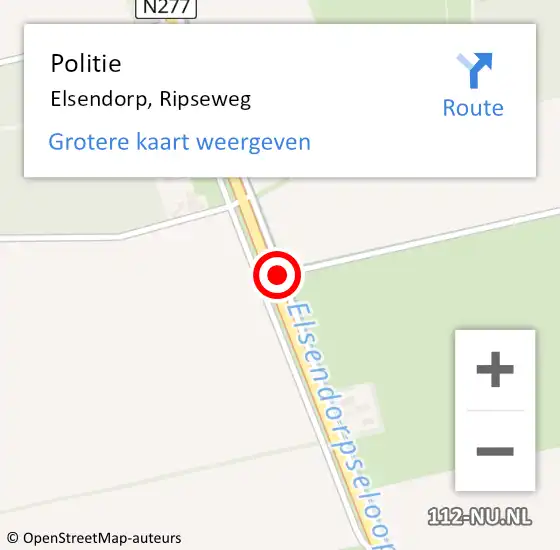 Locatie op kaart van de 112 melding: Politie Elsendorp, Ripseweg op 8 februari 2017 05:17