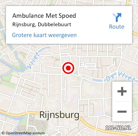 Locatie op kaart van de 112 melding: Ambulance Met Spoed Naar Rijnsburg, Dubbelebuurt op 8 februari 2017 07:52