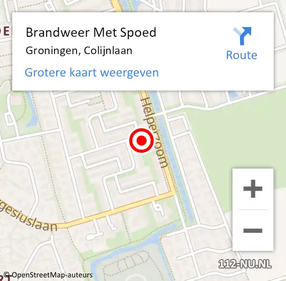 Locatie op kaart van de 112 melding: Brandweer Met Spoed Naar Groningen, Colijnlaan op 8 februari 2017 08:08