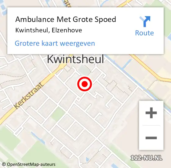 Locatie op kaart van de 112 melding: Ambulance Met Grote Spoed Naar Kwintsheul, Elzenhove op 8 februari 2017 09:00