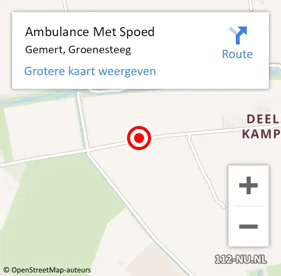 Locatie op kaart van de 112 melding: Ambulance Met Spoed Naar Gemert, Groenesteeg op 8 februari 2017 10:06