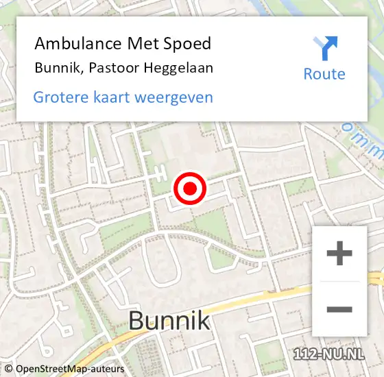 Locatie op kaart van de 112 melding: Ambulance Met Spoed Naar Bunnik, Pastoor Heggelaan op 8 februari 2017 10:06