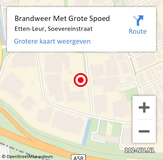 Locatie op kaart van de 112 melding: Brandweer Met Grote Spoed Naar Etten-Leur, Soevereinstraat op 8 februari 2017 10:17