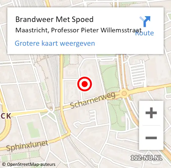 Locatie op kaart van de 112 melding: Brandweer Met Spoed Naar Maastricht, Professor Pieter Willemsstraat op 8 februari 2017 10:26