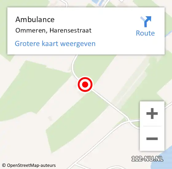 Locatie op kaart van de 112 melding: Ambulance Ommeren, Harensestraat op 8 februari 2017 10:28