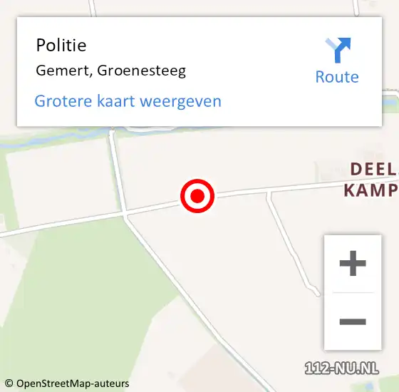 Locatie op kaart van de 112 melding: Politie Gemert, Groenesteeg op 8 februari 2017 10:39