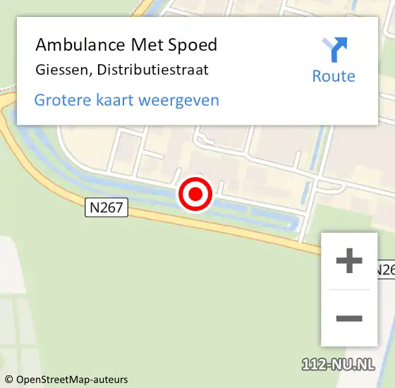 Locatie op kaart van de 112 melding: Ambulance Met Spoed Naar Giessen, Distributiestraat op 8 februari 2017 11:20