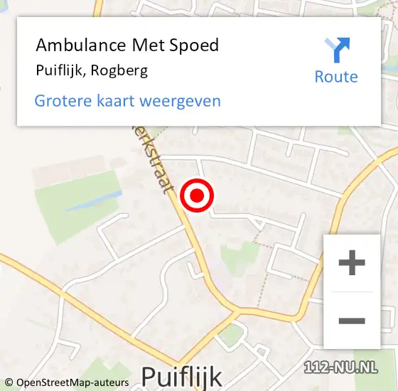 Locatie op kaart van de 112 melding: Ambulance Met Spoed Naar Puiflijk, Rogberg op 8 februari 2017 11:30