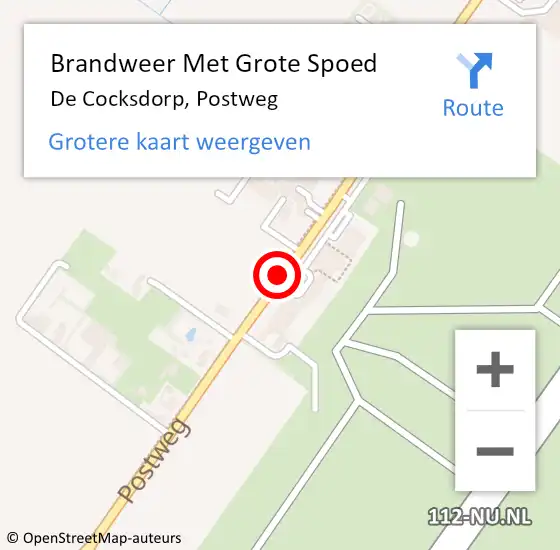 Locatie op kaart van de 112 melding: Brandweer Met Grote Spoed Naar De Cocksdorp, Postweg op 8 februari 2017 11:36