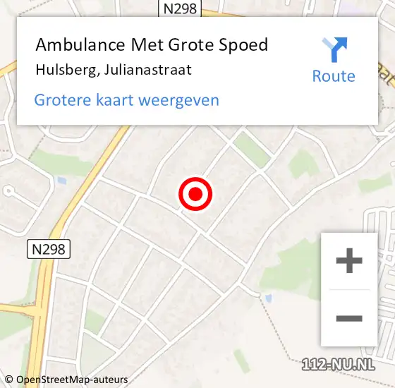 Locatie op kaart van de 112 melding: Ambulance Met Grote Spoed Naar Hulsberg, Julianastraat op 10 januari 2014 12:34