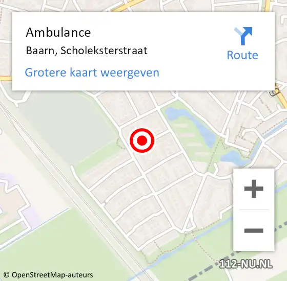 Locatie op kaart van de 112 melding: Ambulance Baarn, Scholeksterstraat op 8 februari 2017 11:49