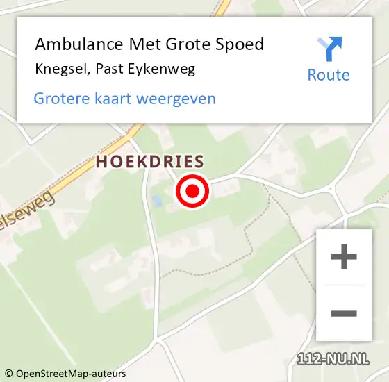 Locatie op kaart van de 112 melding: Ambulance Met Grote Spoed Naar Knegsel, Past Eykenweg op 8 februari 2017 12:04