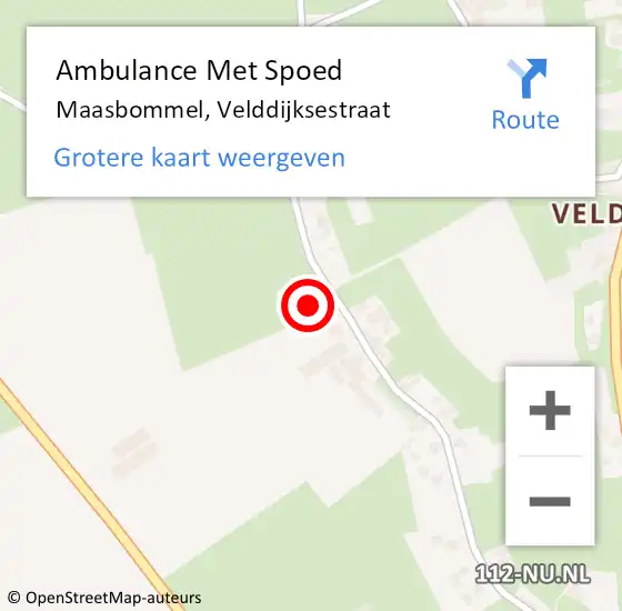 Locatie op kaart van de 112 melding: Ambulance Met Spoed Naar Maasbommel, Velddijksestraat op 8 februari 2017 12:13