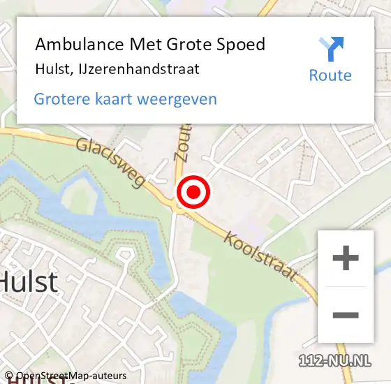 Locatie op kaart van de 112 melding: Ambulance Met Grote Spoed Naar Hulst, IJzerenhandstraat op 8 februari 2017 12:51