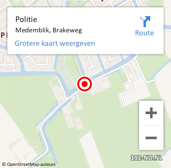 Locatie op kaart van de 112 melding: Politie Medemblik, Brakeweg op 8 februari 2017 13:06