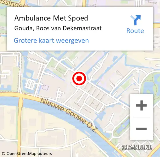 Locatie op kaart van de 112 melding: Ambulance Met Spoed Naar Gouda, Roos van Dekemastraat op 8 februari 2017 13:12