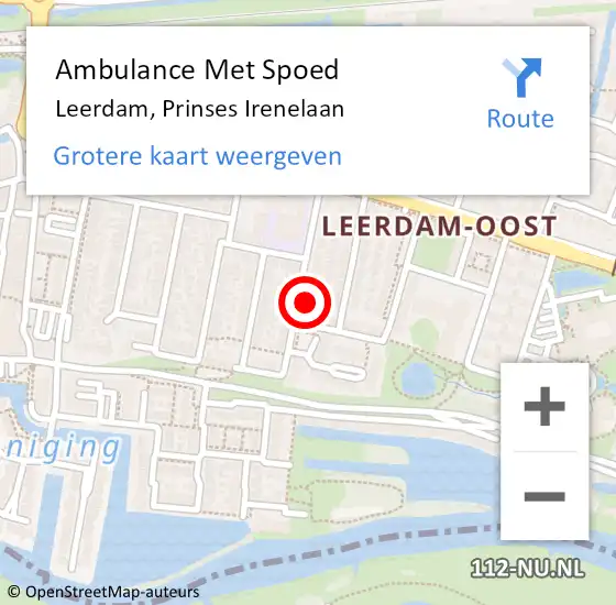 Locatie op kaart van de 112 melding: Ambulance Met Spoed Naar Leerdam, Prinses Irenelaan op 8 februari 2017 15:10