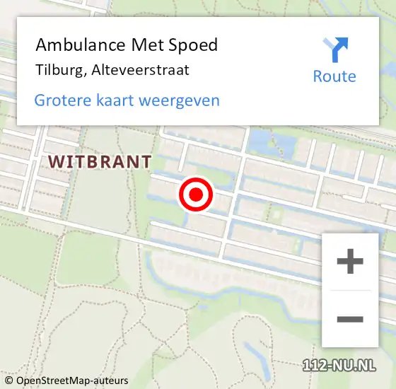 Locatie op kaart van de 112 melding: Ambulance Met Spoed Naar Tilburg, Alteveerstraat op 8 februari 2017 15:16