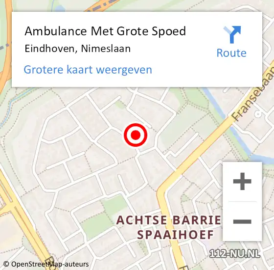 Locatie op kaart van de 112 melding: Ambulance Met Grote Spoed Naar Eindhoven, Nimeslaan op 8 februari 2017 15:23