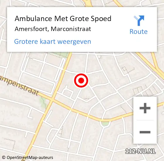Locatie op kaart van de 112 melding: Ambulance Met Grote Spoed Naar Amersfoort, Marconistraat op 8 februari 2017 16:13