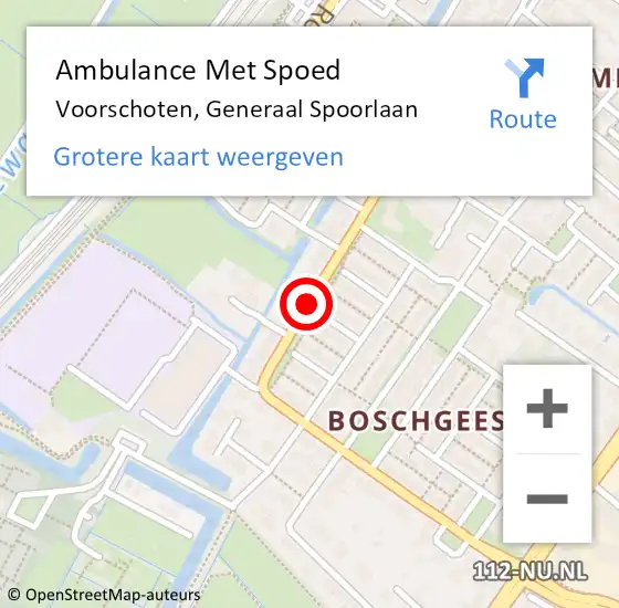 Locatie op kaart van de 112 melding: Ambulance Met Spoed Naar Voorschoten, Generaal Spoorlaan op 8 februari 2017 16:14