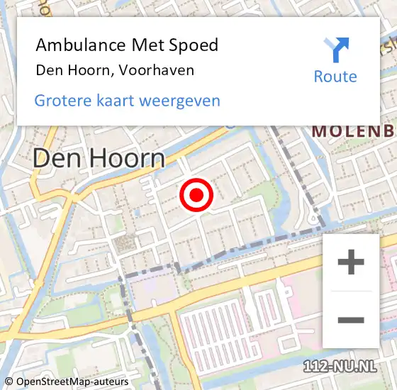 Locatie op kaart van de 112 melding: Ambulance Met Spoed Naar Den Hoorn, Voorhaven op 8 februari 2017 16:24