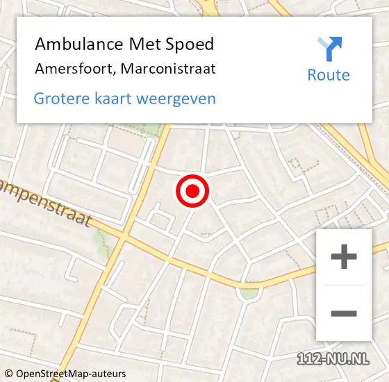 Locatie op kaart van de 112 melding: Ambulance Met Spoed Naar Amersfoort, Marconistraat op 8 februari 2017 16:26