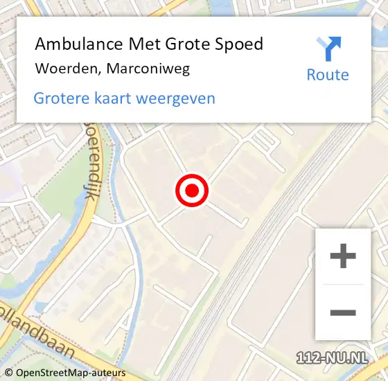 Locatie op kaart van de 112 melding: Ambulance Met Grote Spoed Naar Woerden, Marconiweg op 10 januari 2014 13:00