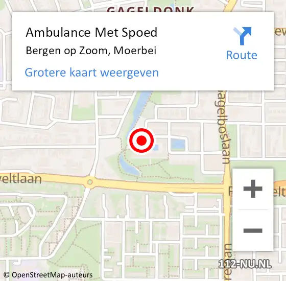 Locatie op kaart van de 112 melding: Ambulance Met Spoed Naar Bergen op Zoom, Moerbei op 8 februari 2017 16:39