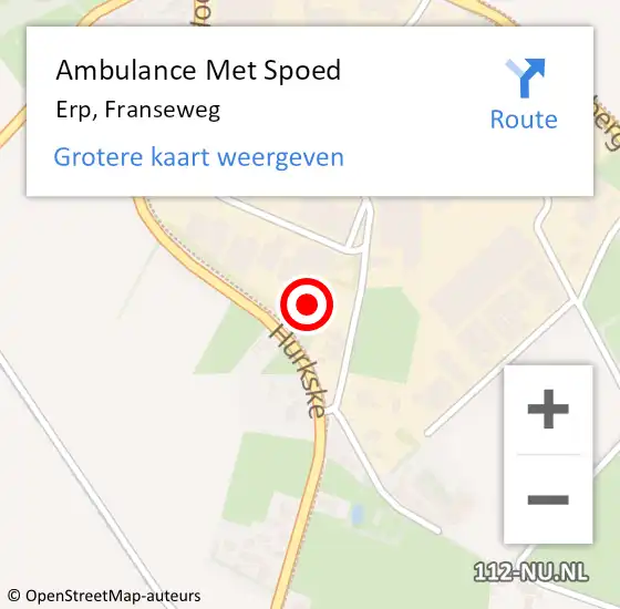 Locatie op kaart van de 112 melding: Ambulance Met Spoed Naar Erp, Franseweg op 8 februari 2017 16:46