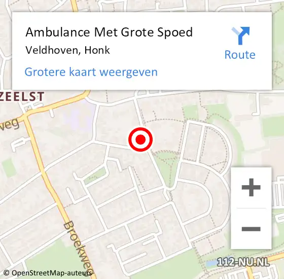 Locatie op kaart van de 112 melding: Ambulance Met Grote Spoed Naar Veldhoven, Honk op 8 februari 2017 17:08