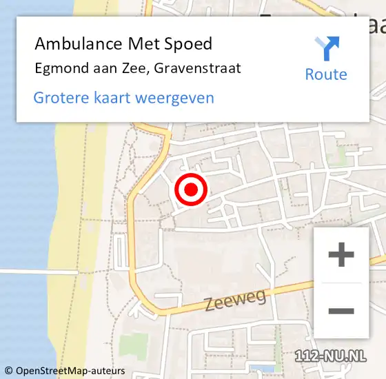 Locatie op kaart van de 112 melding: Ambulance Met Spoed Naar Egmond aan Zee, Gravenstraat op 8 februari 2017 17:25