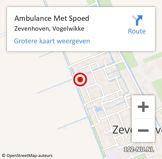 Locatie op kaart van de 112 melding: Ambulance Met Spoed Naar Zevenhoven, Vogelwikke op 8 februari 2017 17:26