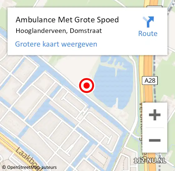 Locatie op kaart van de 112 melding: Ambulance Met Grote Spoed Naar Hooglanderveen, Domstraat op 8 februari 2017 18:17