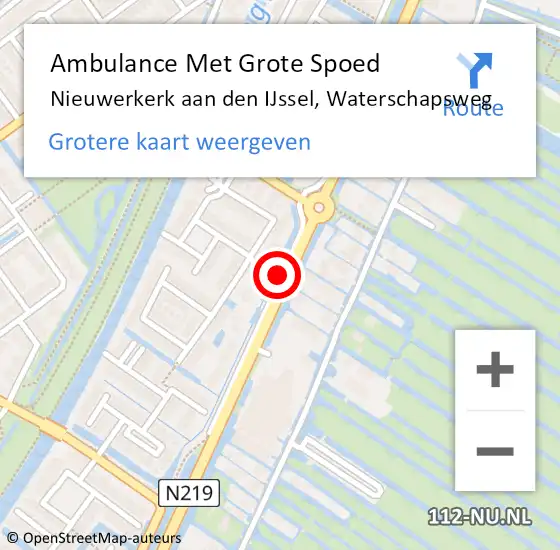 Locatie op kaart van de 112 melding: Ambulance Met Grote Spoed Naar Nieuwerkerk aan den IJssel, Waterschapsweg op 8 februari 2017 18:26