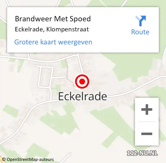 Locatie op kaart van de 112 melding: Brandweer Met Spoed Naar Eckelrade, Klompenstraat op 8 februari 2017 19:22