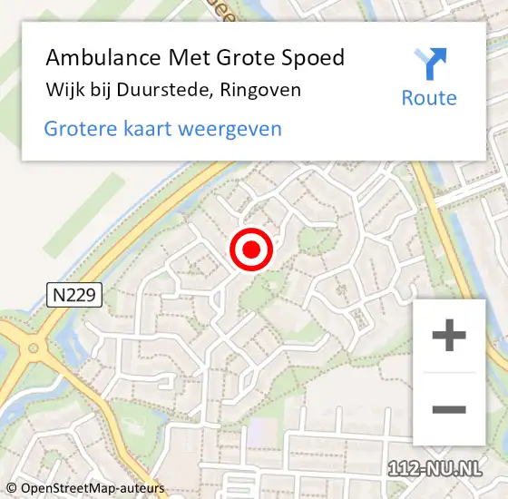 Locatie op kaart van de 112 melding: Ambulance Met Grote Spoed Naar Wijk bij Duurstede, Ringoven op 8 februari 2017 19:25