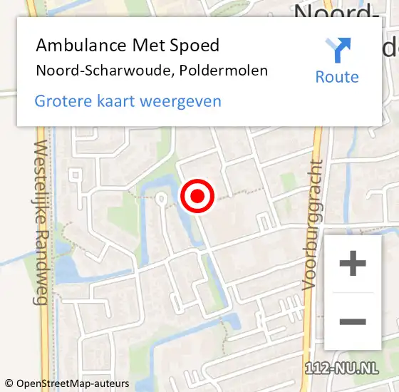 Locatie op kaart van de 112 melding: Ambulance Met Spoed Naar Noord-Scharwoude, Poldermolen op 8 februari 2017 19:35